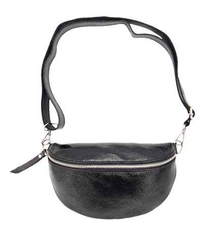 Dyani Iridescent Leather Fanny Pack ~ Black