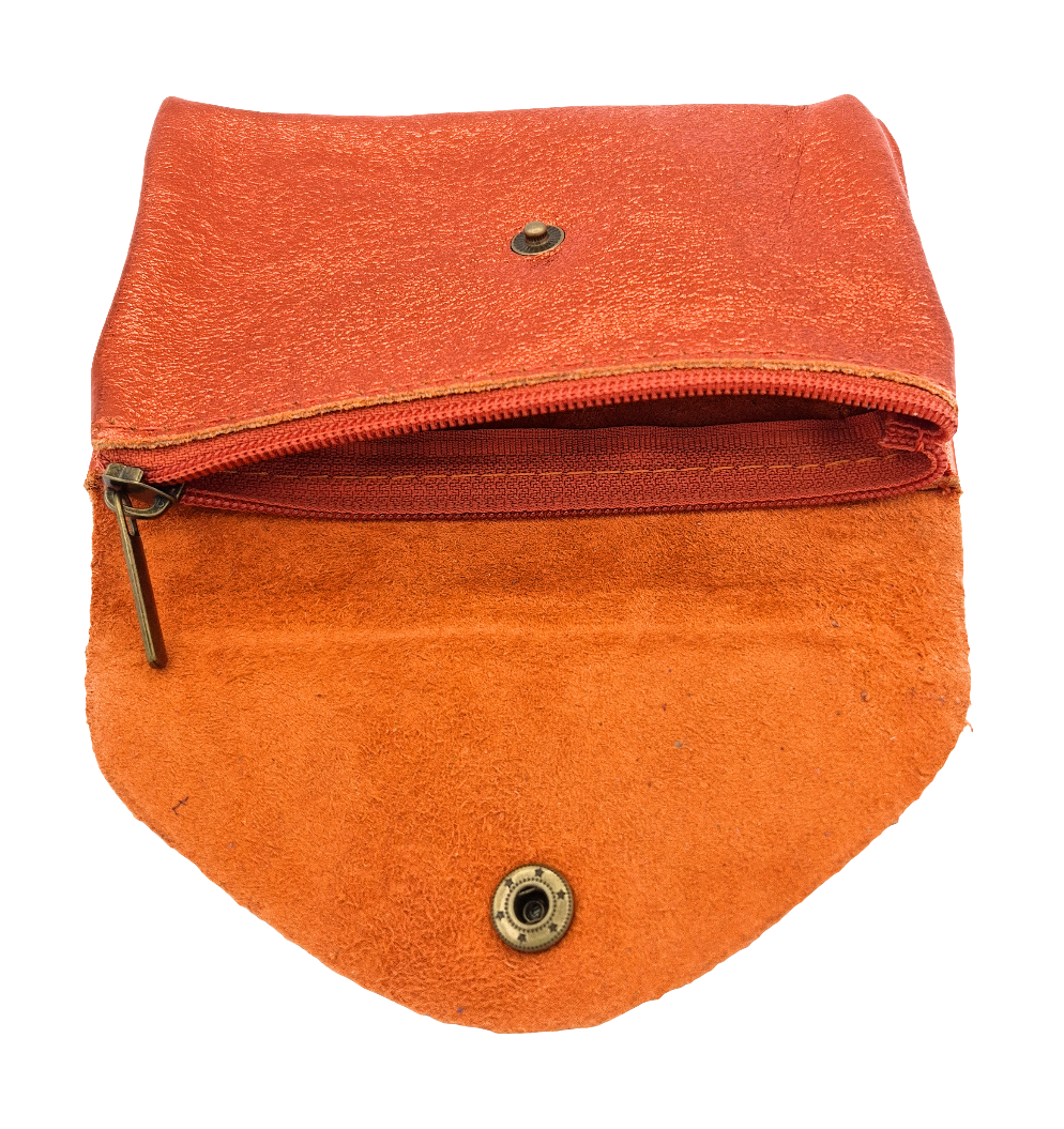 Porte-monnaie Aquene en cuir irisé ~ Orange