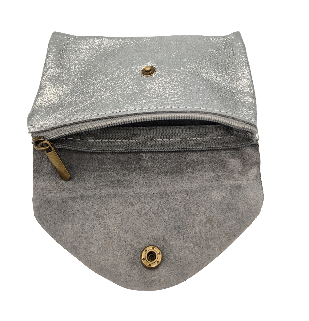 Porte-monnaie Aquene en cuir irisé ~ Argenté