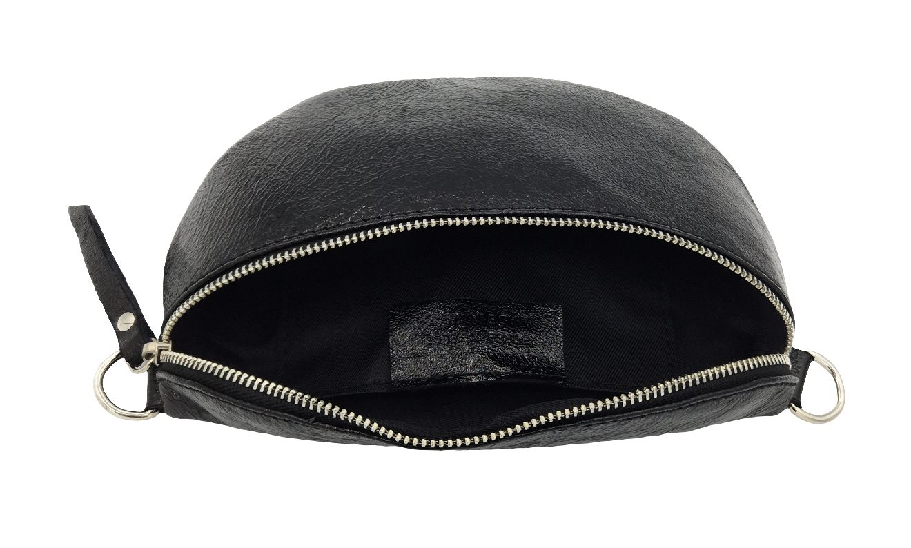 Dyani Iridescent Leather Fanny Pack ~ Black