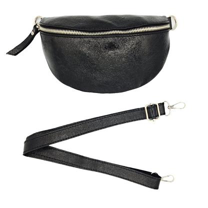 Dyani Iridescent Leather Fanny Pack ~ Black