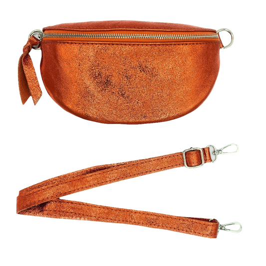 Dyani Iridescent Leather Fanny Pack ~ Orange
