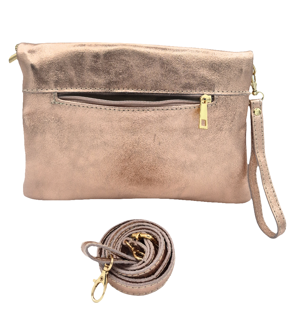 Halona Iridescent Leather Shoulder Bag ~ Champagne