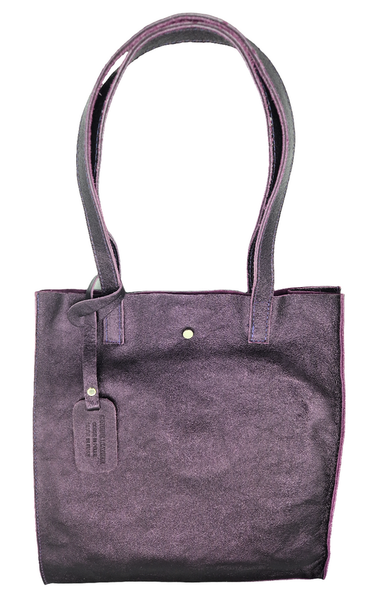 Dena shopper bag in iridescent leather ~ Aubergine