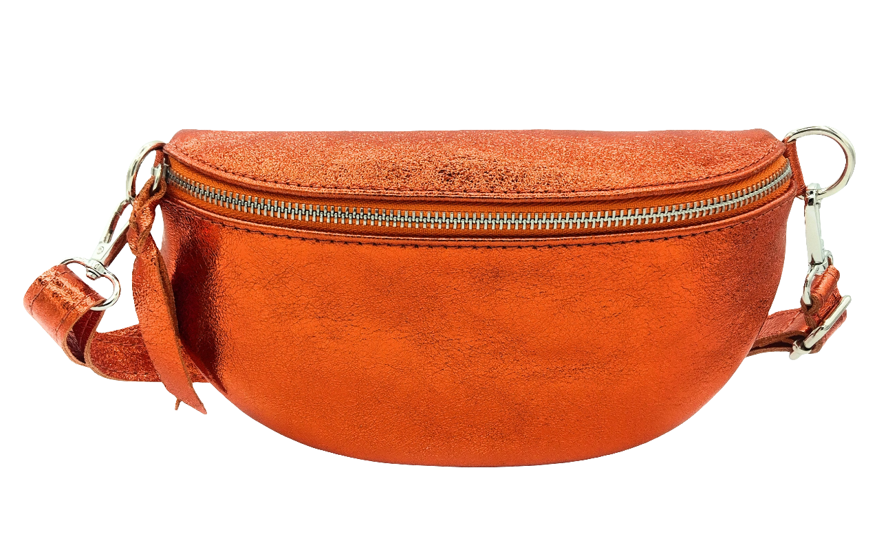 Dyani Iridescent Leather Fanny Pack ~ Orange