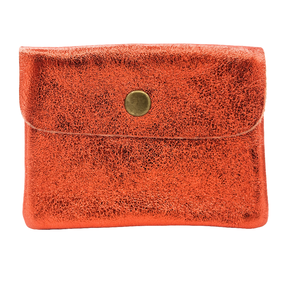 Aponi iridescent leather purse ~ Orange