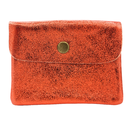 Aponi iridescent leather purse ~ Orange