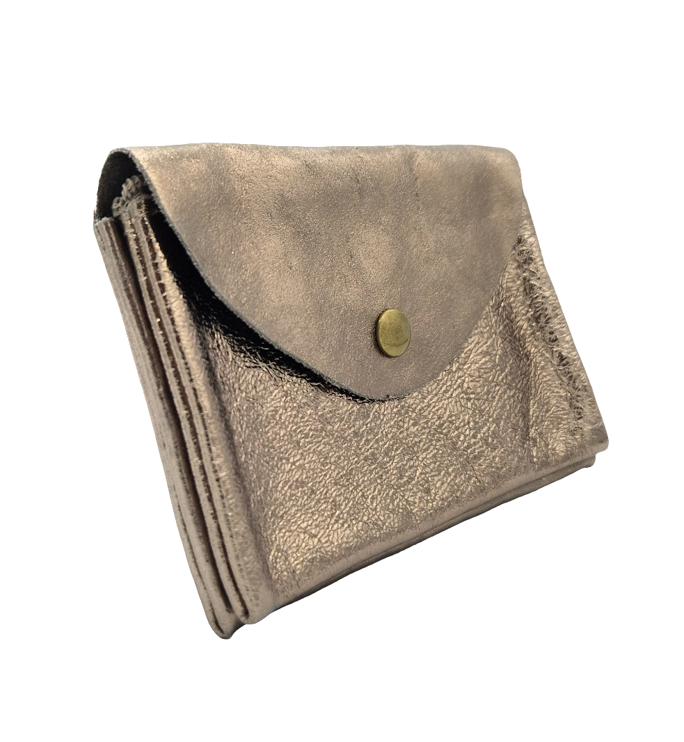 Aquene Iridescent Leather Coin Purse ~ Pewter 