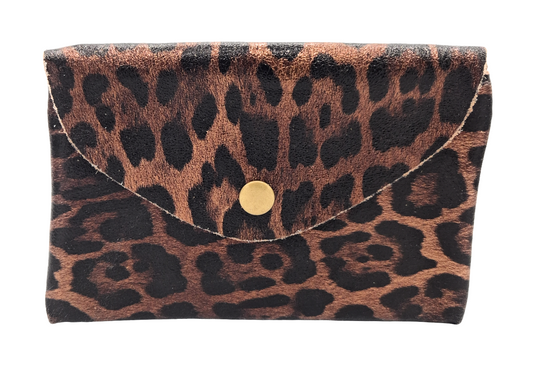 Aquene Iridescent Leather Purse ~ Leopard 