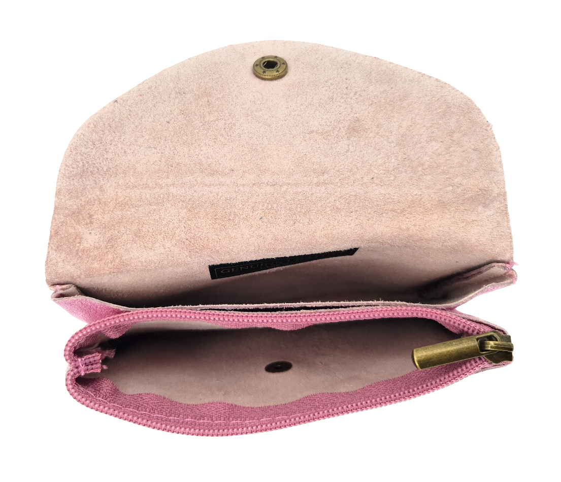 Porte-monnaie Aquene en cuir irisé ~ Rose pâle