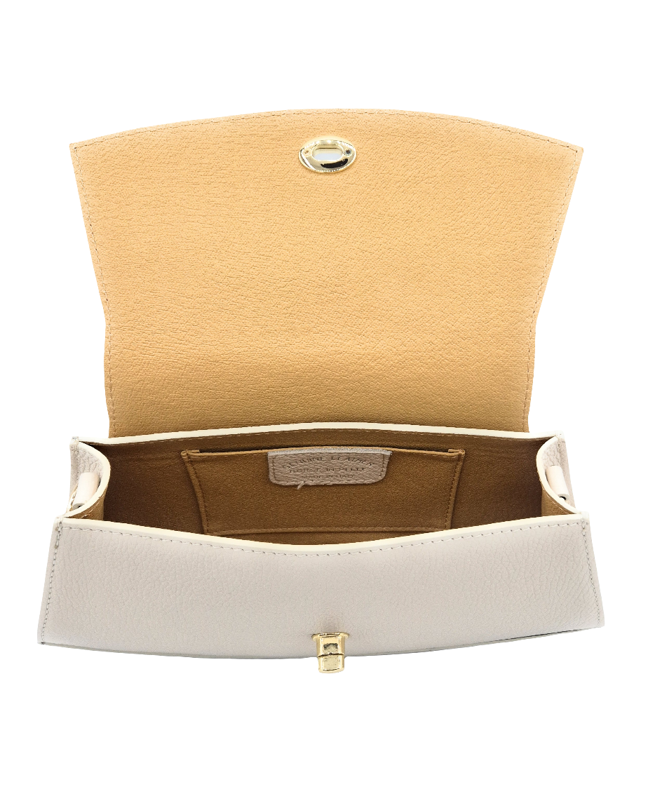 Paco Leather Half Moon Shoulder Bag ~ Beige
