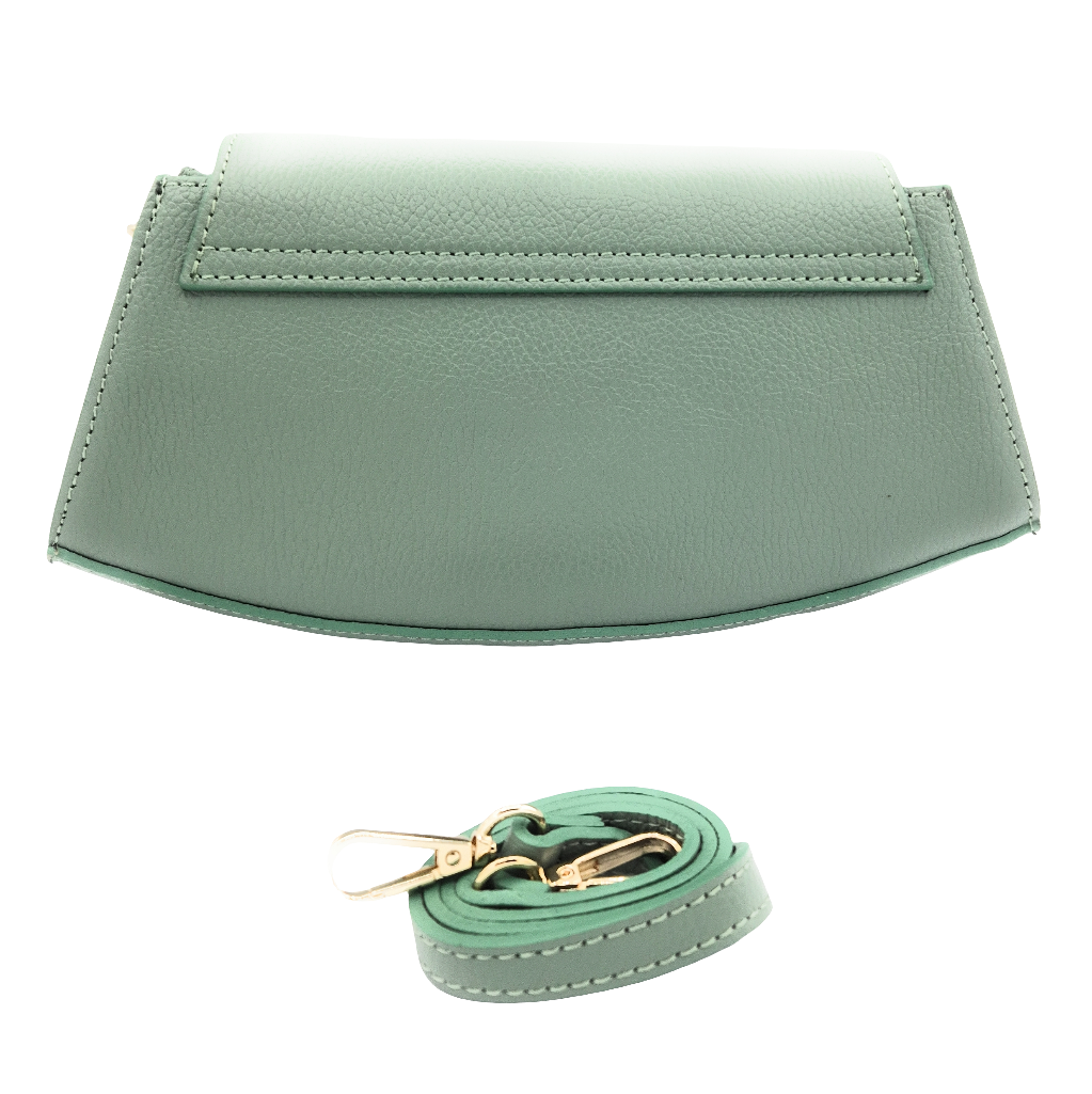 Paco Leather Half Moon Shoulder Bag ~ Almond Green