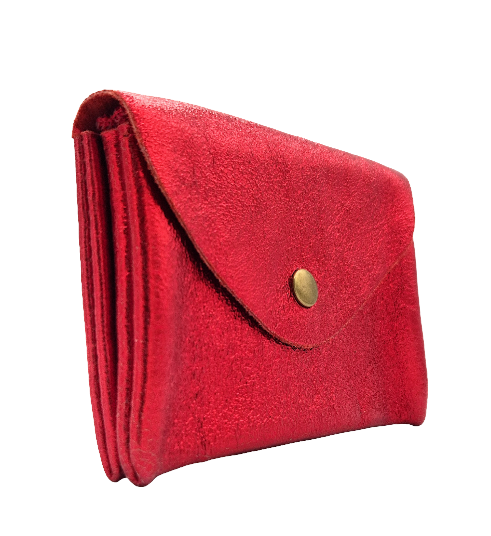 Aquene iridescent leather purse ~ Red 