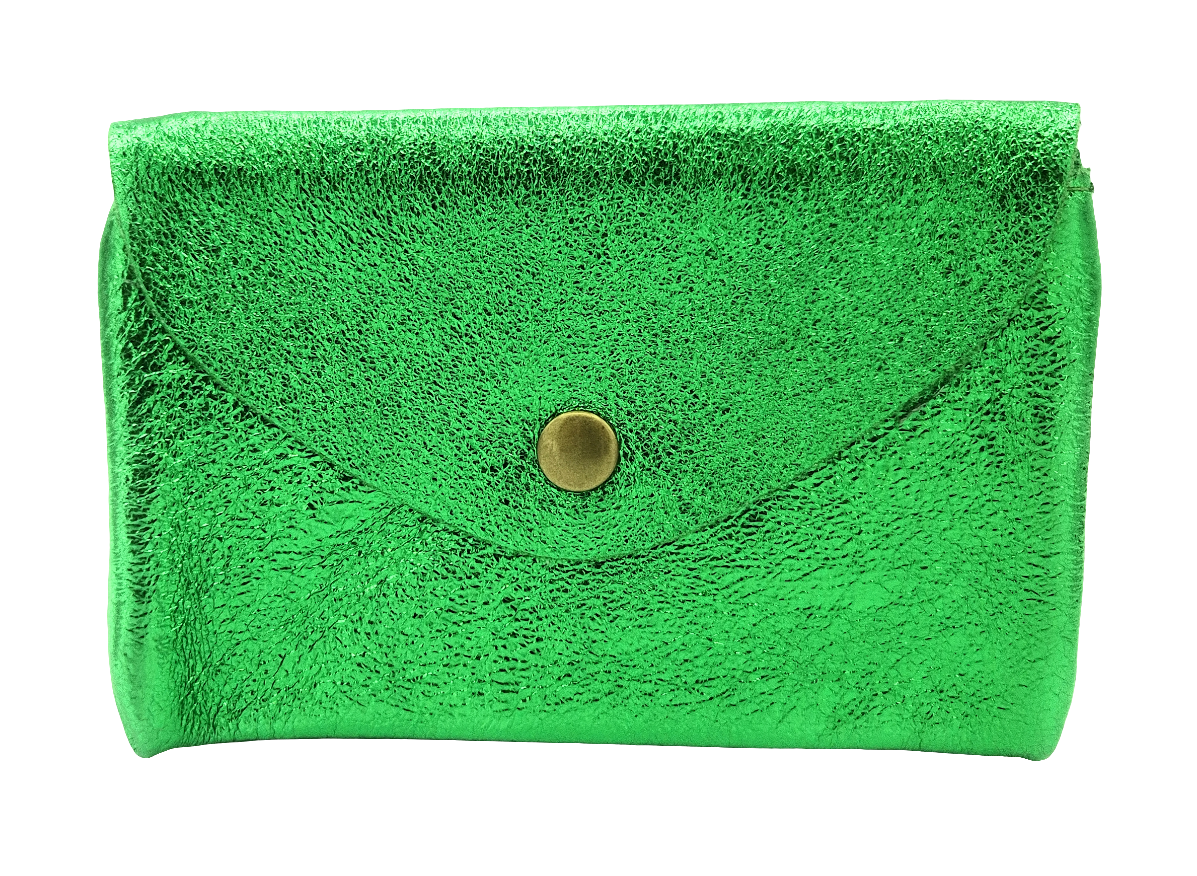 Aquene Iridescent Leather Purse ~ Emerald Green 