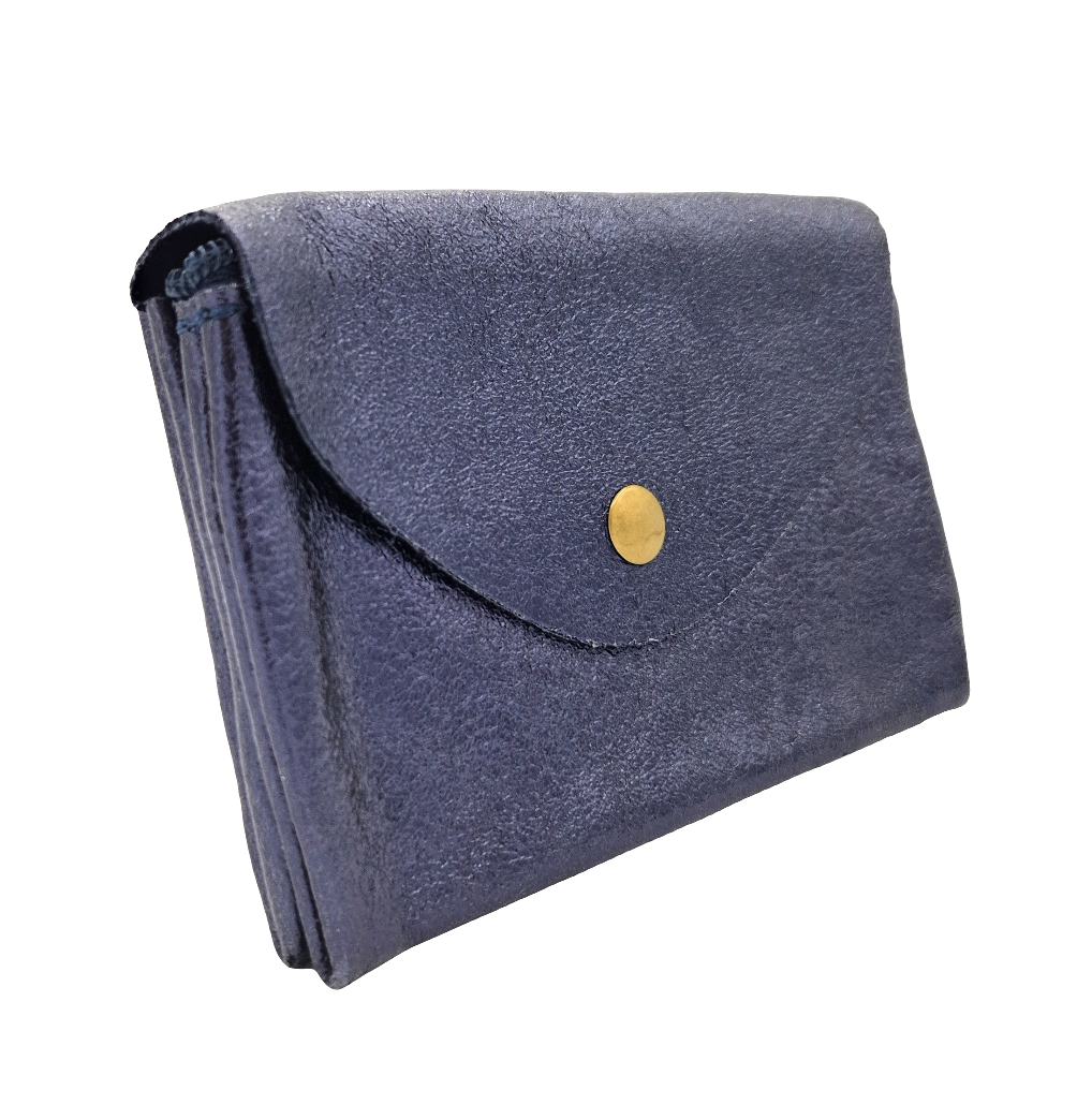 Porte-monnaie Aquene en cuir irisé ~ Bleu marine