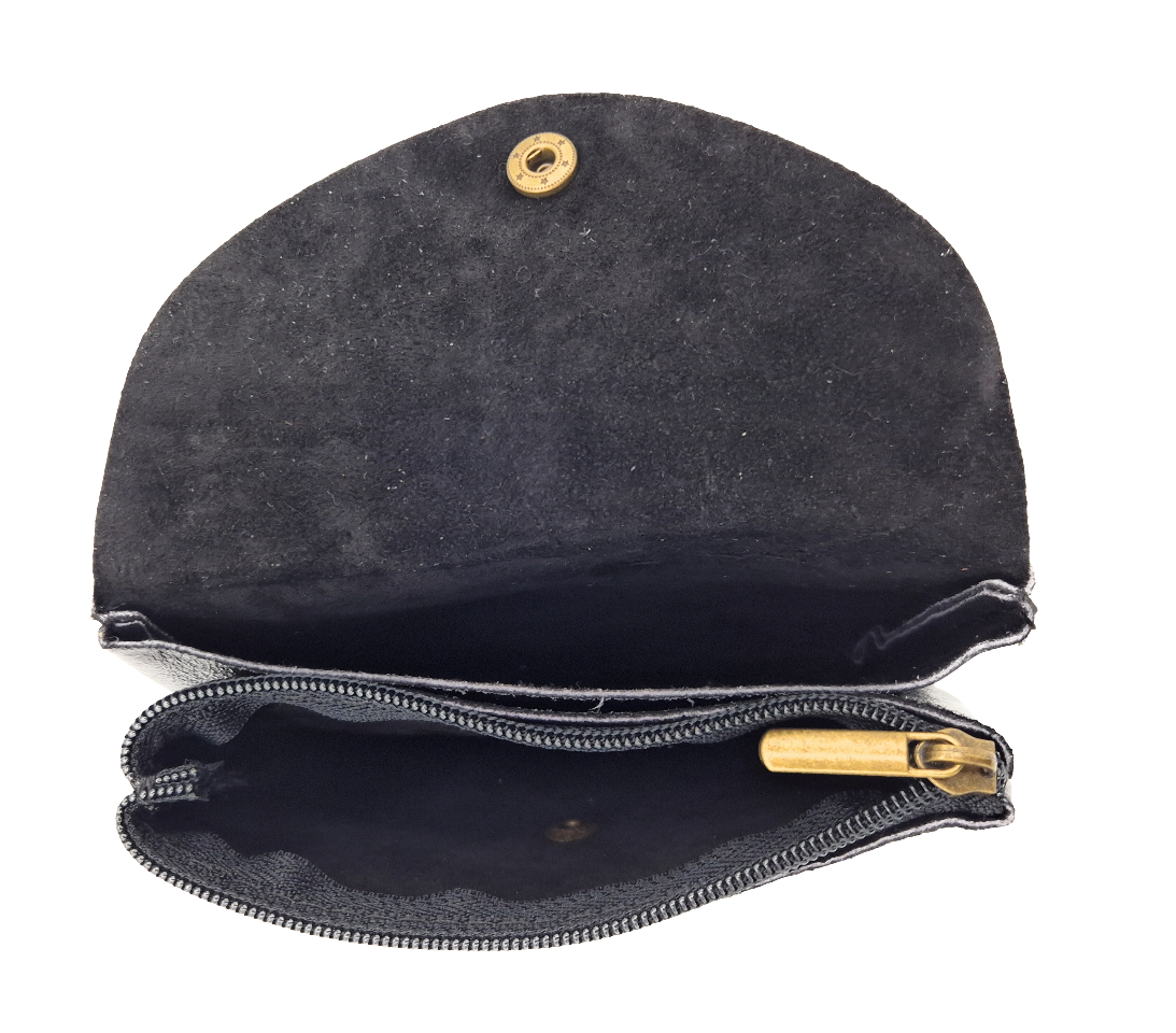 Porte-monnaie Aquene en cuir irisé ~ Noir