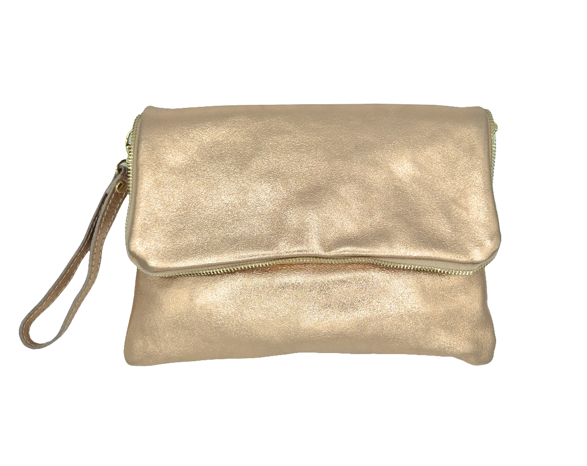 Halona Iridescent Leather Shoulder Bag ~ Champagne
