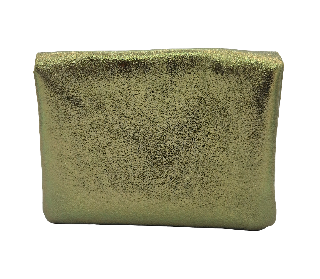 Aponi iridescent leather purse ~ Khaki