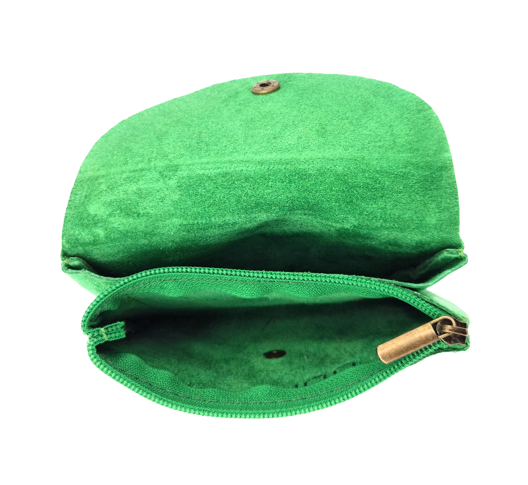 Aquene Iridescent Leather Purse ~ Emerald Green 