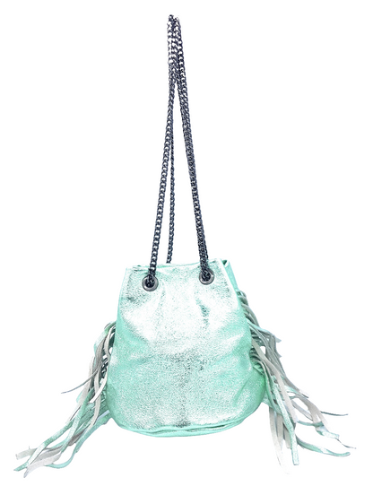 Anoki Iridescent Leather Purse ~ Almond Green