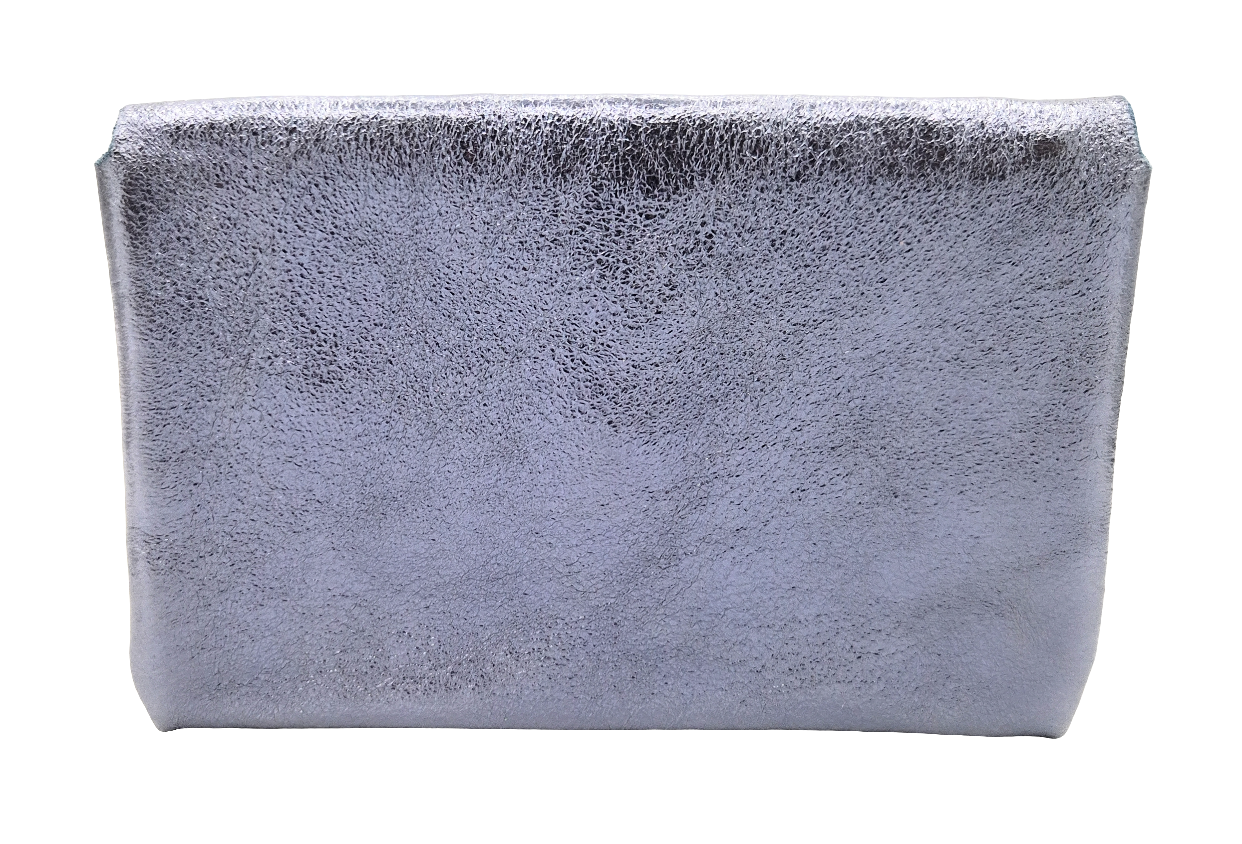 Porte-monnaie Aquene en cuir irisé ~ Bleu jean
