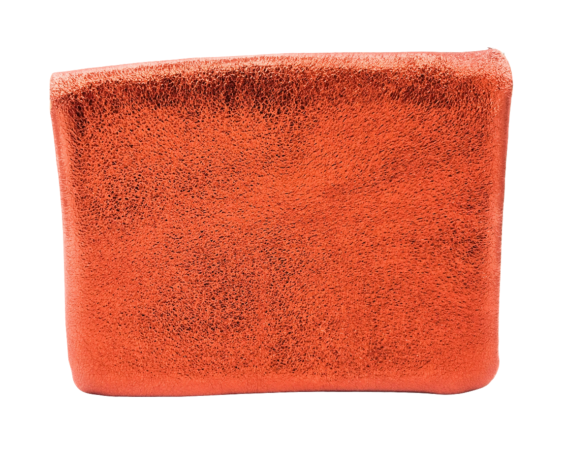 Aponi iridescent leather purse ~ Orange