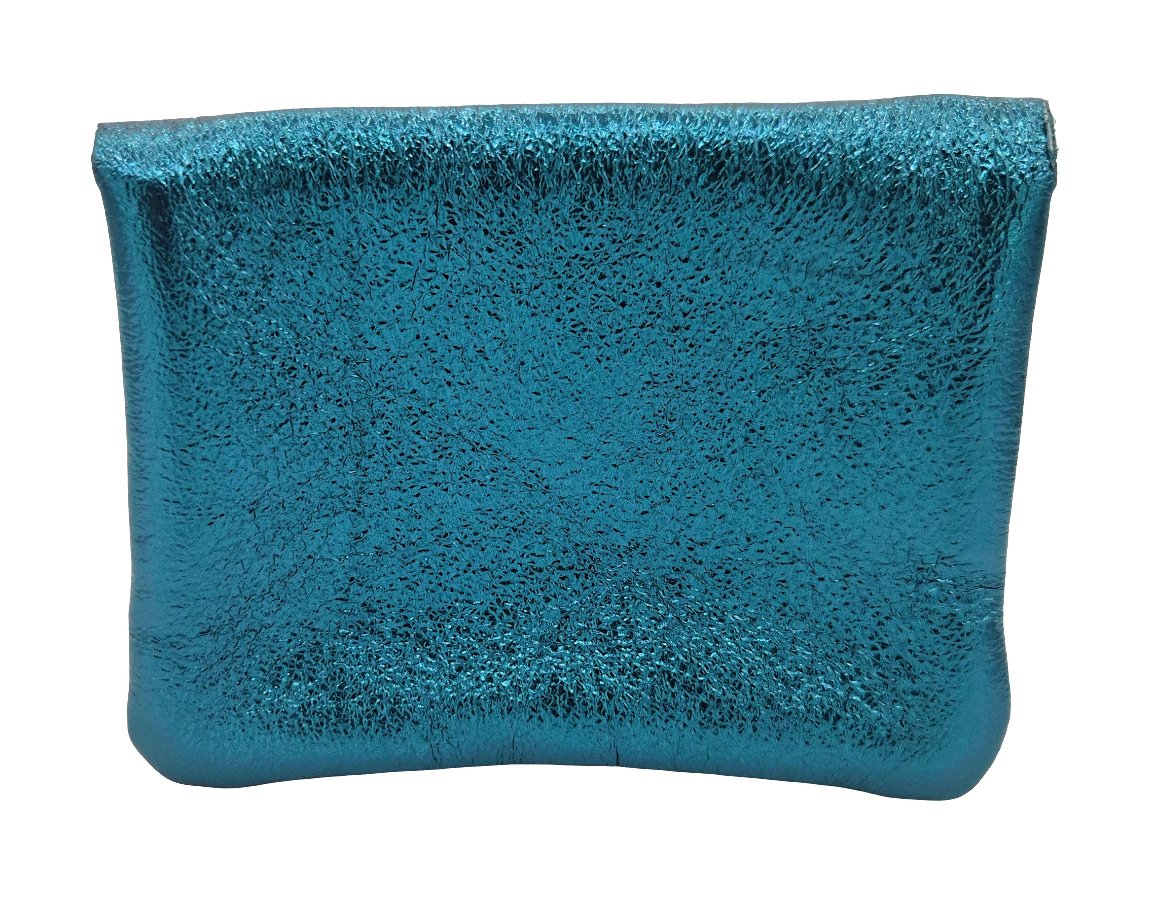 Aponi Iridescent Leather Purse ~ Duck Blue