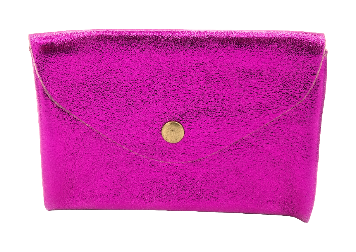 Porte-monnaie Aquene en cuir irisé ~ Fushia