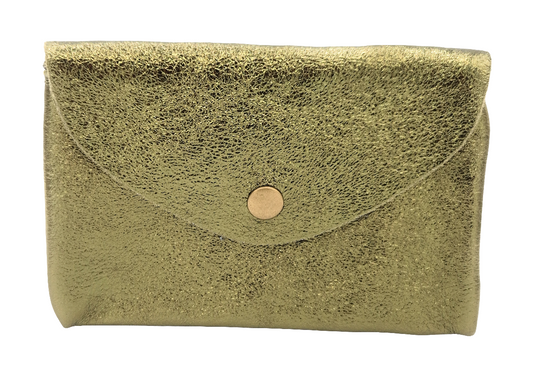 Aquene iridescent leather purse ~ Khaki 