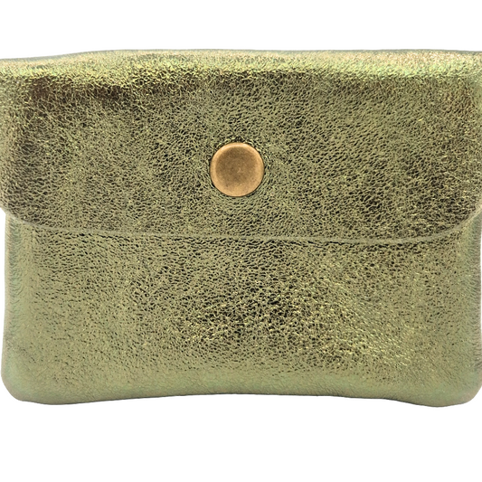 Aponi iridescent leather purse ~ Khaki
