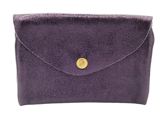 Aquene iridescent leather purse ~ Aubergine 