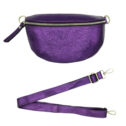 Dyani Iridescent Leather Fanny Pack ~ Purple