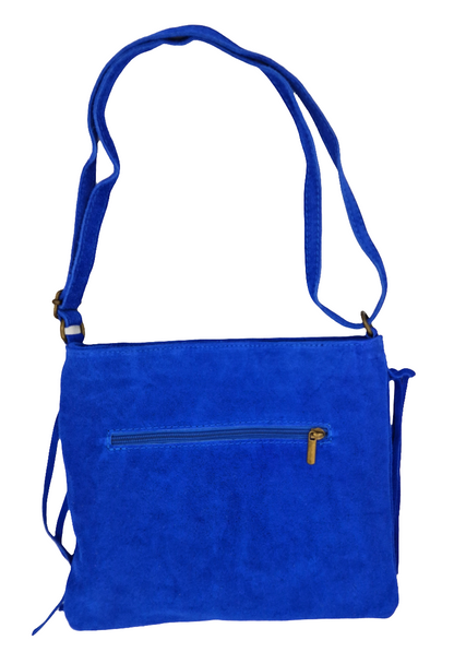 Chenoa Fringed Suede Leather Shoulder Bag ~ Royal Blue