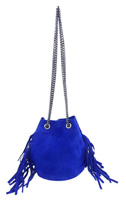 Sac bourse Anoki en cuir suèdé ~ Bleu royal