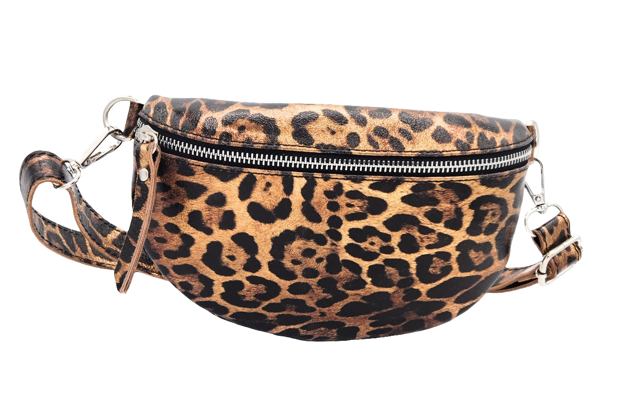 Sac banane en cuir irisé Dyani ~  Léopard