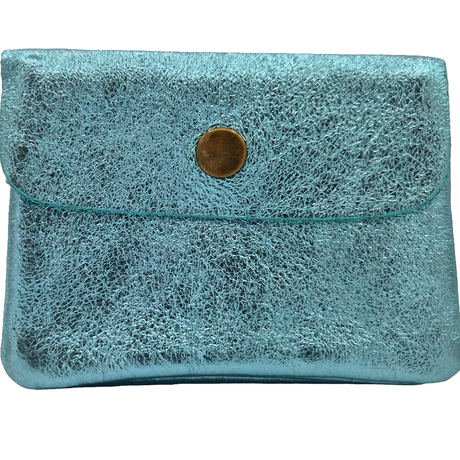 Aponi iridescent leather purse ~ Turquoise