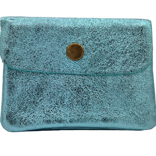 Aponi iridescent leather purse ~ Turquoise