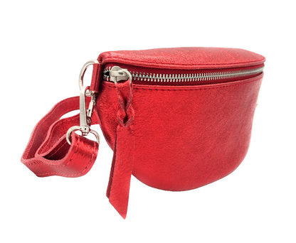 Dyani Iridescent Leather Fanny Pack ~ Red