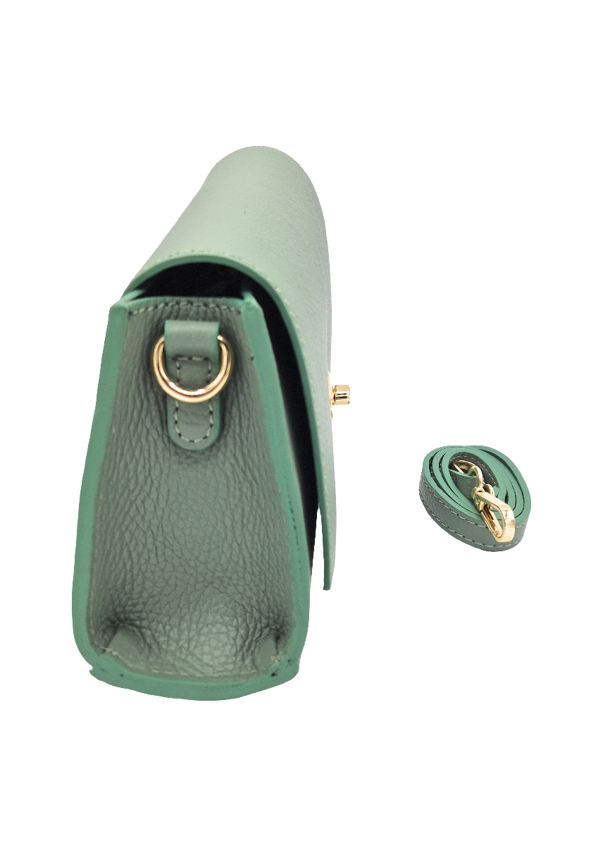 Paco Leather Half Moon Shoulder Bag ~ Almond Green