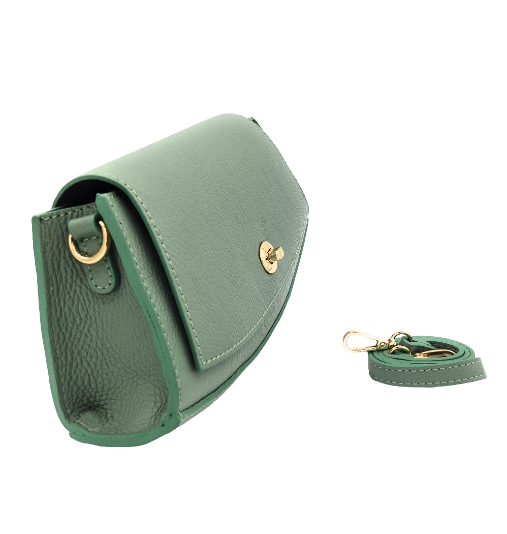 Paco Leather Half Moon Shoulder Bag ~ Almond Green
