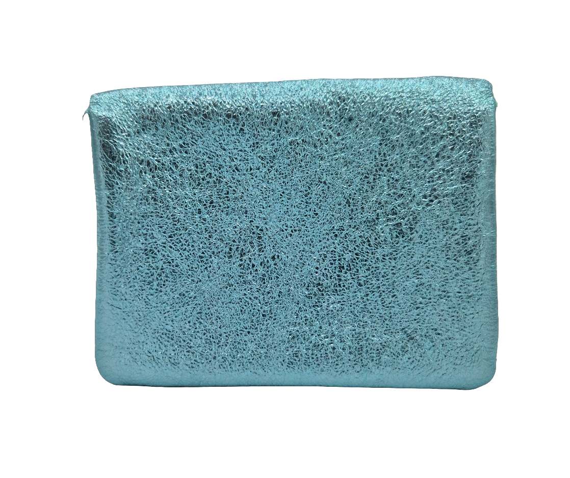 Aponi iridescent leather purse ~ Turquoise