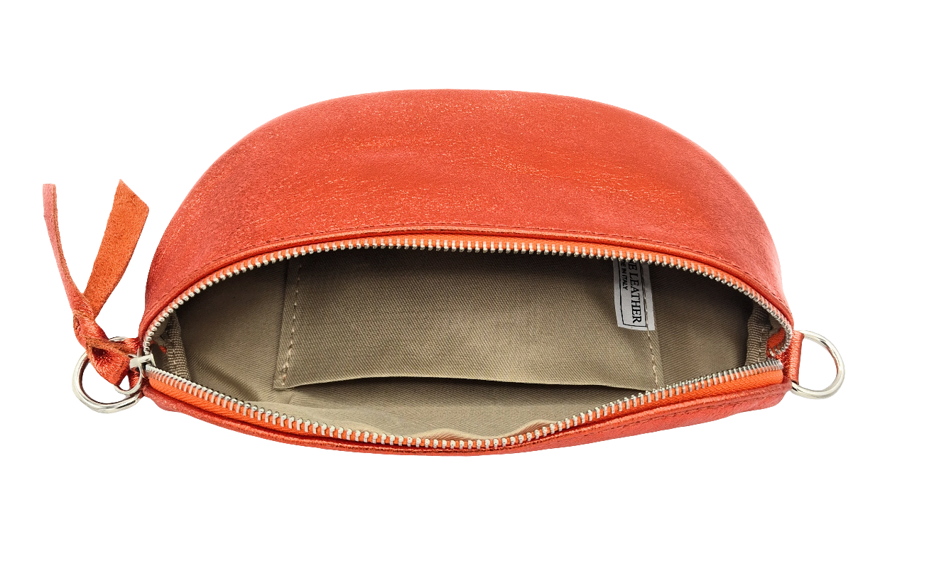 Dyani Iridescent Leather Fanny Pack ~ Orange