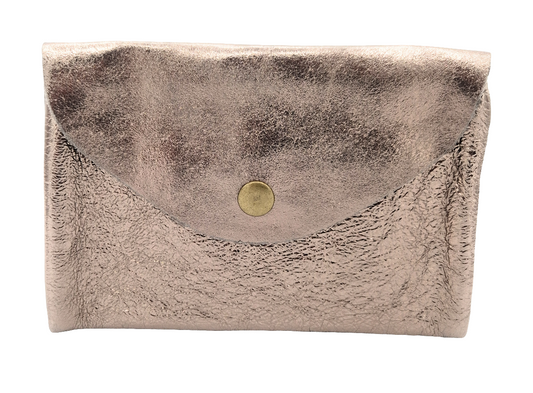 Aquene Iridescent Leather Coin Purse ~ Pewter 