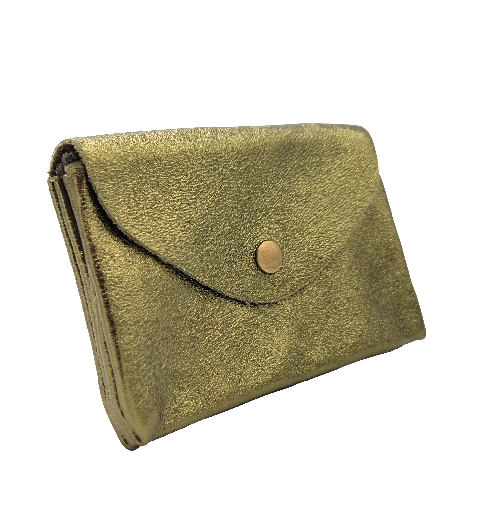 Aquene iridescent leather purse ~ Khaki 