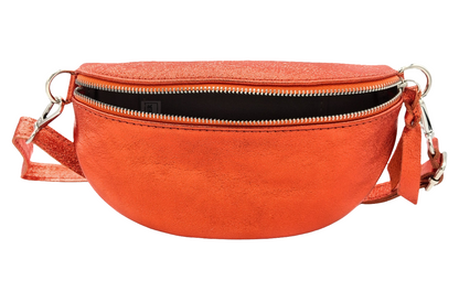 Dyani Iridescent Leather Fanny Pack ~ Orange