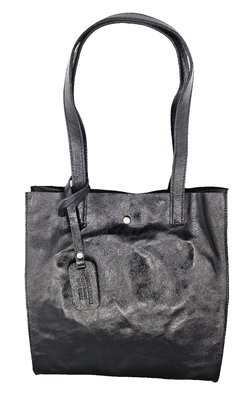 Sac shopper Dena en cuir irisé ~ Noir