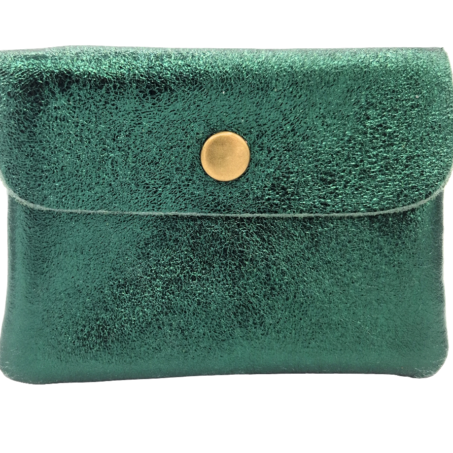Aponi iridescent leather purse ~ Petrol green