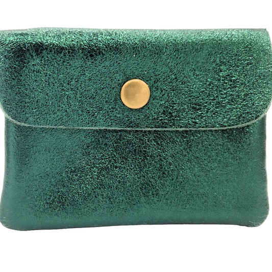 Aponi iridescent leather purse ~ Petrol green