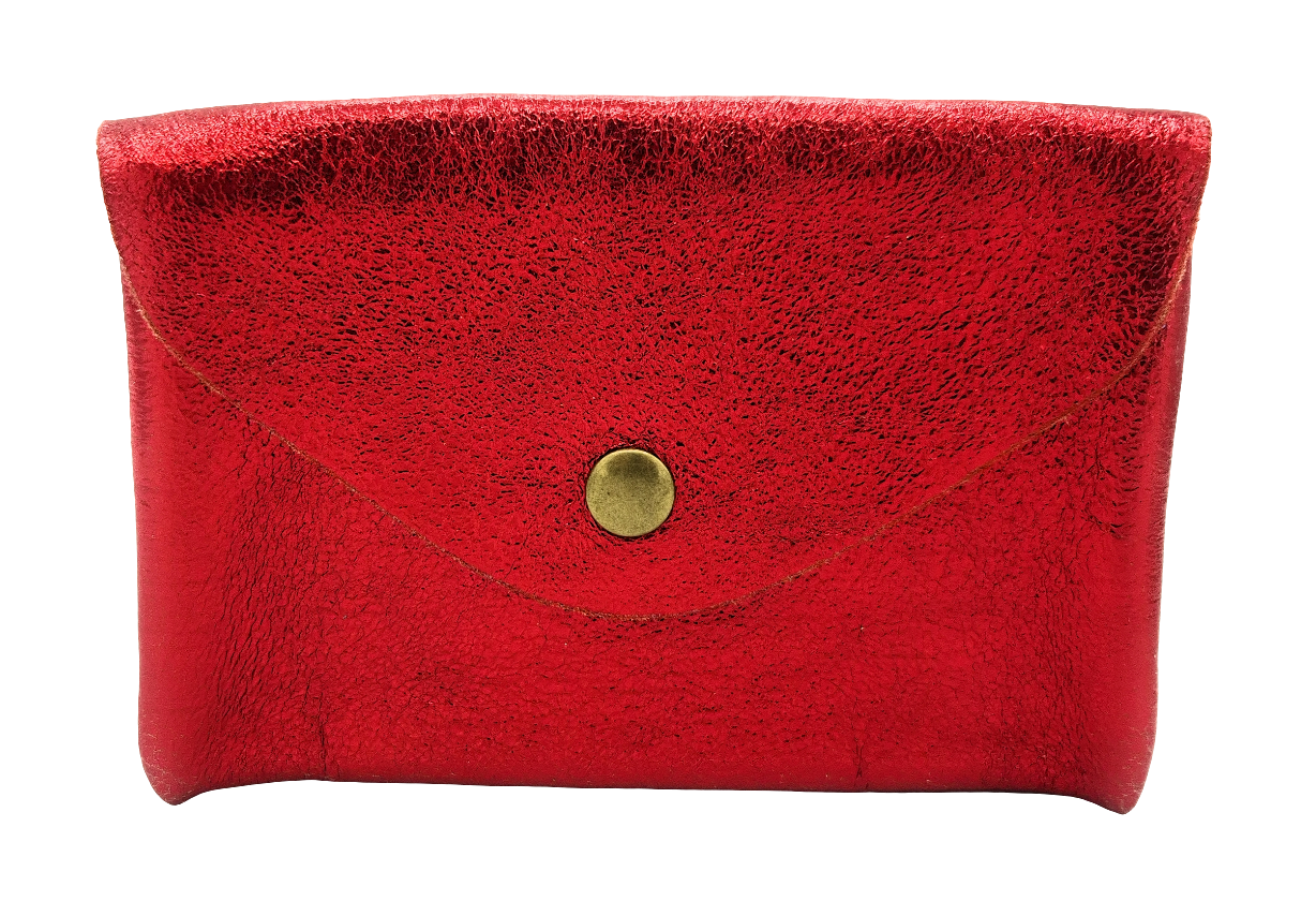 Aquene iridescent leather purse ~ Red 