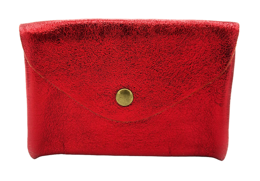 Aquene iridescent leather purse ~ Red 
